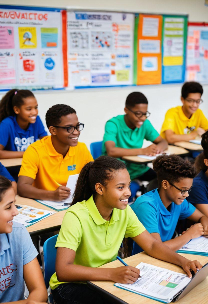 A vibrant classroom scene filled with diverse students actively engaging in a variety of interactive assessments such as gamified quiz stations, group discussions, and digital polls. Brightly colored educational materials are scattered around, with enthusiastic expressions on their faces. Incorporate elements of technology, like tablets and smart boards, to highlight dynamic learning. Add a motivational poster on the wall that encourages participation. super-realistic. vibrant colors.